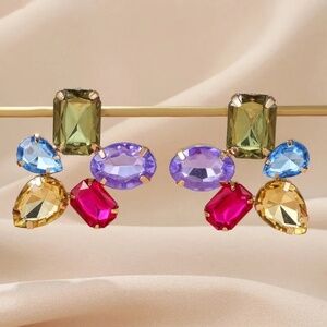 *MERCER* Multicolor x Rhinestone Flower Fashion Stud Earrings